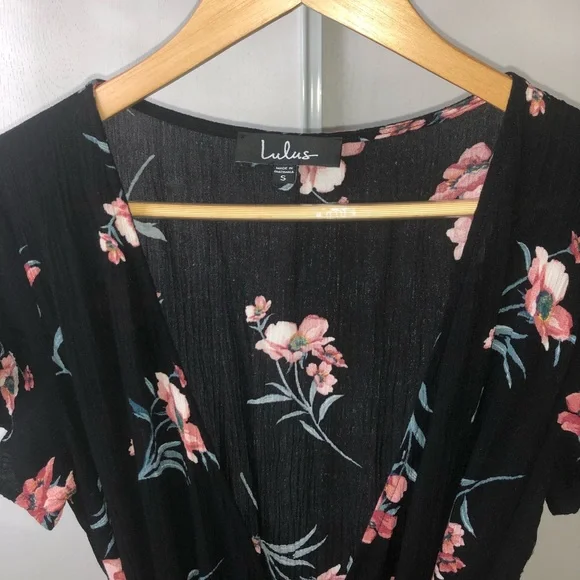 Lulus black mini dress with flowers - Picture 4 of 8